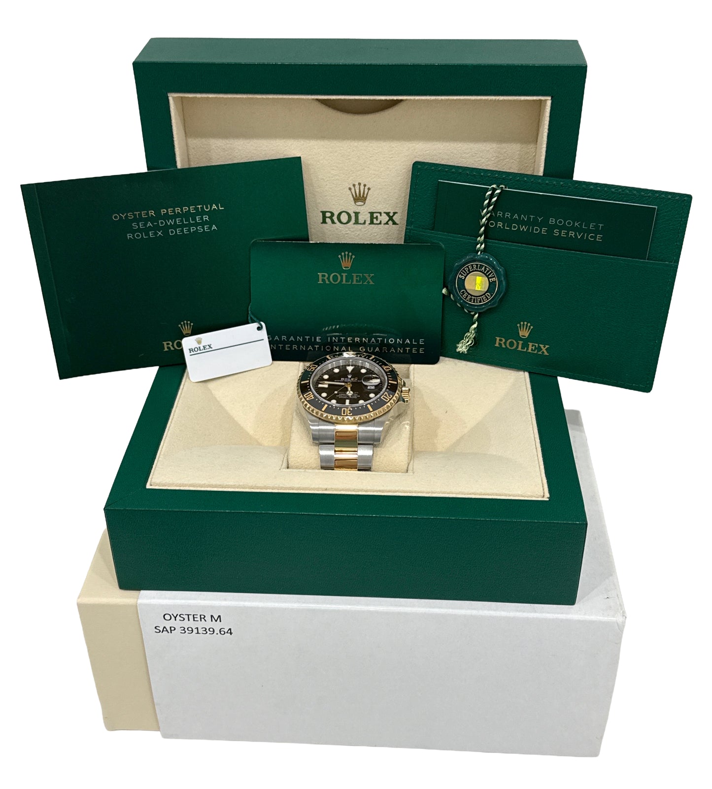 2021 PAPERS Rolex Sea-Dweller 43mm Two-Tone 18K Gold Steel Black 126603 BOX