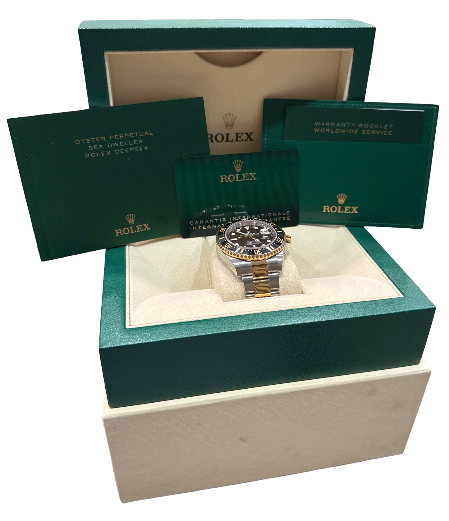2023 PAPERS Rolex Sea-Dweller BLACK Two-Tone Steel 18K Gold 43mm 126603 BOX