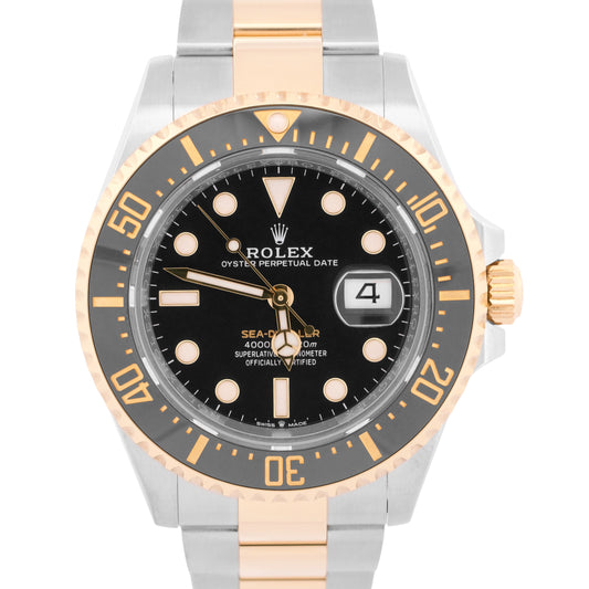 2023 PAPERS Rolex Sea-Dweller BLACK Two-Tone Steel 18K Gold 43mm 126603 BOX