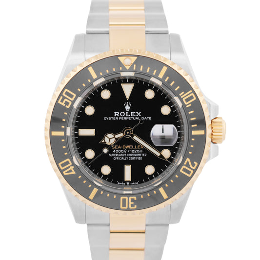 Rolex Sea-Dweller 43mm BLACK Two-Tone 18K Yellow Gold Steel Ceramic Watch 126603