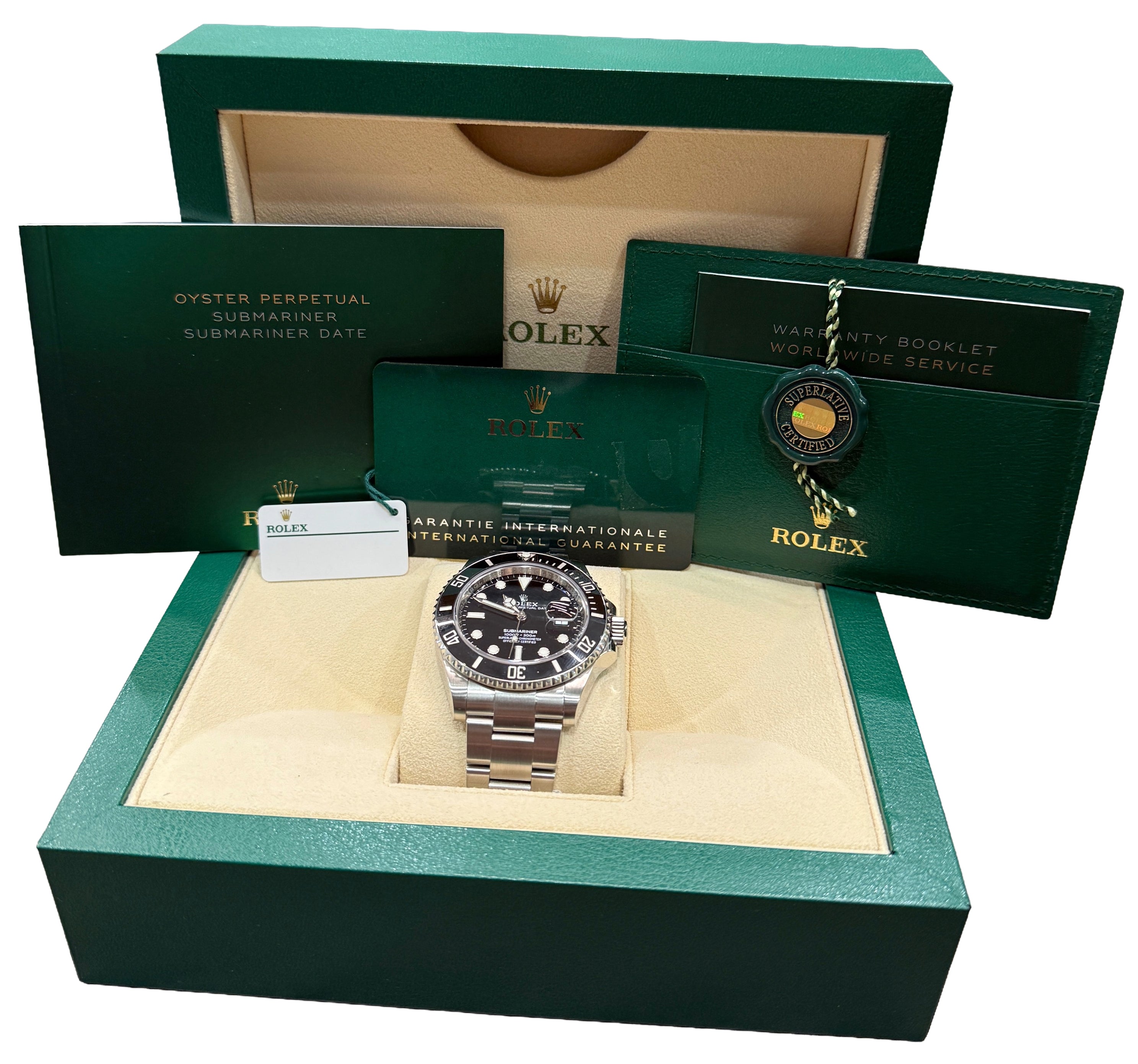 2021 PAPERS Rolex Submariner Date 41mm BLACK Stainless Ceramic