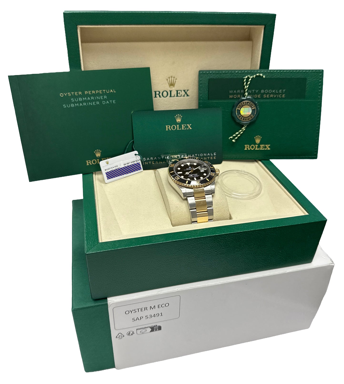 2025 PAPERS Rolex Submariner Date 41mm Ceramic BLACK Two-Tone 18K 126613 LN BOX