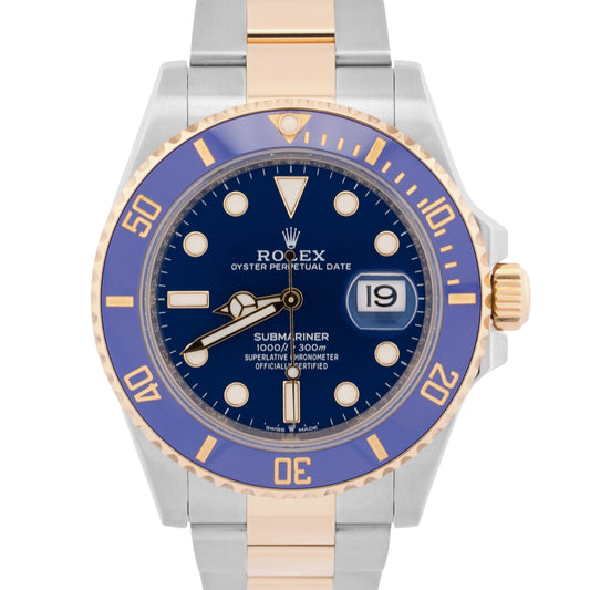 Rolex Submariner Date 41mm Ceramic BLUE Two-Tone 18K Gold Steel 126613 LB BOX