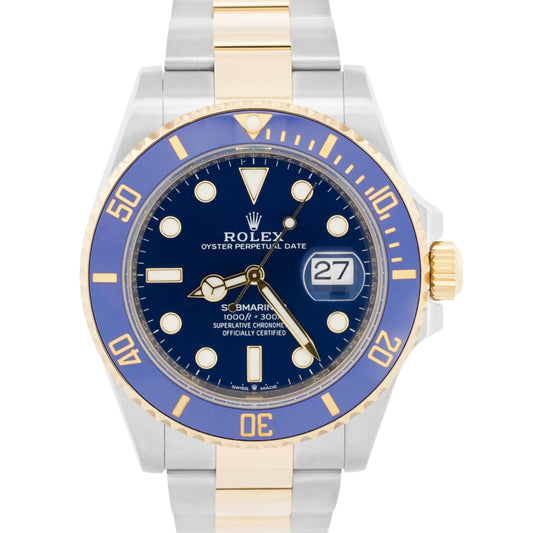 2023 PAPERS Rolex Submariner Date BLUE 41mm Ceramic 18K Gold Steel 126613 LB BOX