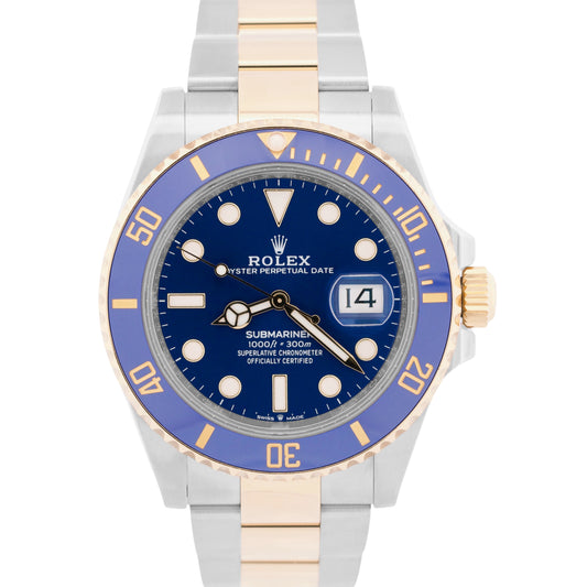2024 PAPERS Rolex Submariner Date BLUE 41mm Ceramic 18K Gold Steel 126613 LB BOX
