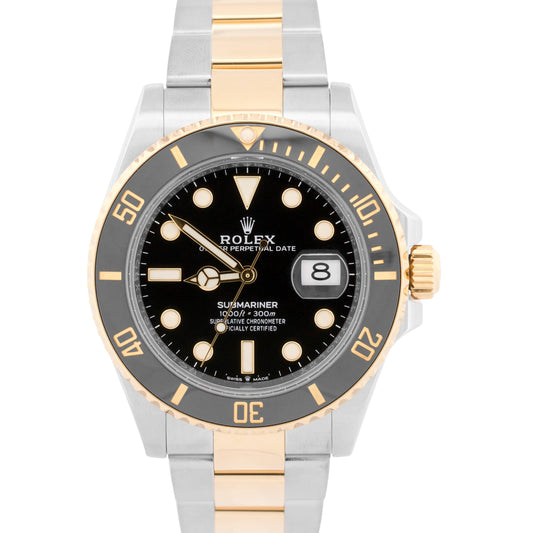 2024 PAPERS Rolex Submariner Date BLACK Two-Tone Gold 41mm 126613 LN Watch BOX