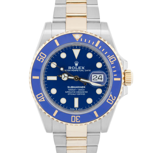 Rolex Submariner Date BLUE 41mm Ceramic Two-Tone 18K Gold Steel 126613 LB BOX