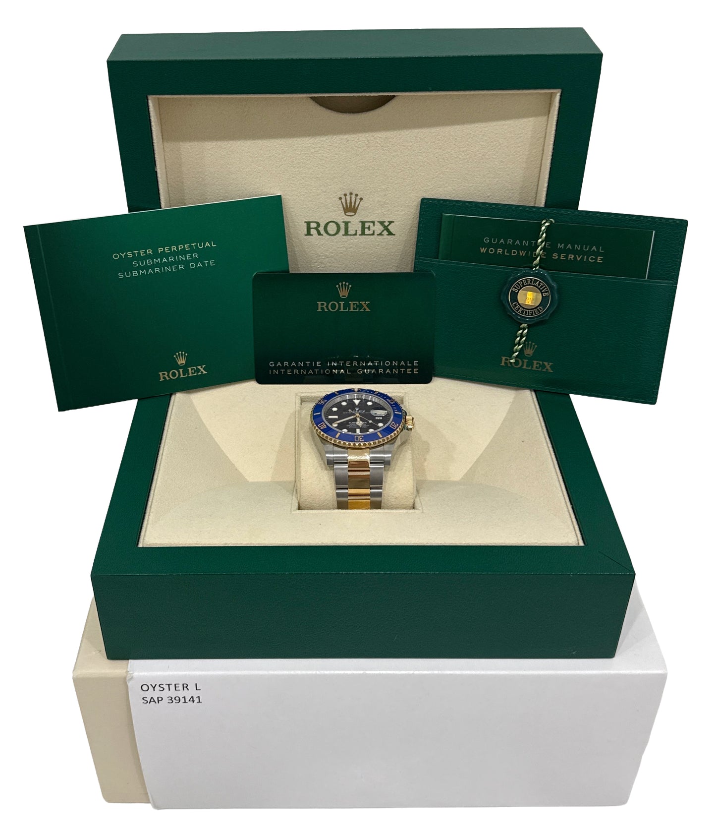 2022 PAPERS Rolex Submariner Date 41mm BLUE 18K Gold Steel Ceramic 126613 LB BOX