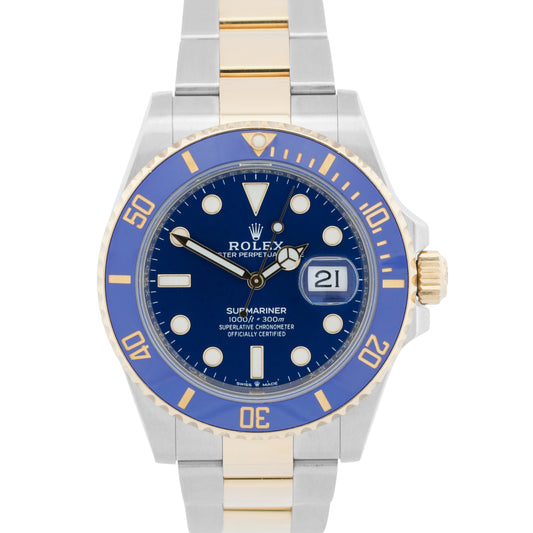 Rolex Submariner Date BLUE 41mm 18K Yellow Gold Steel CERAMIC 126613 LB Watch