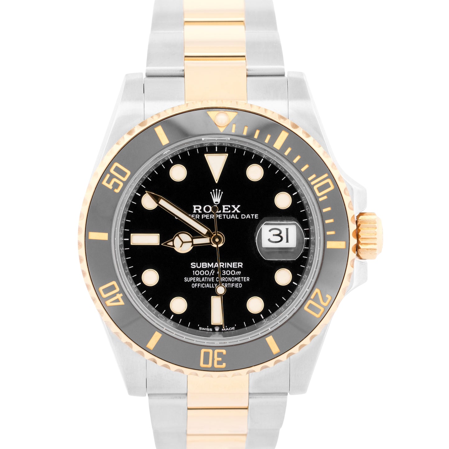 Rolex Submariner Date BLACK 41mm Ceramic Two-Tone 18K Gold Steel 126613 LN
