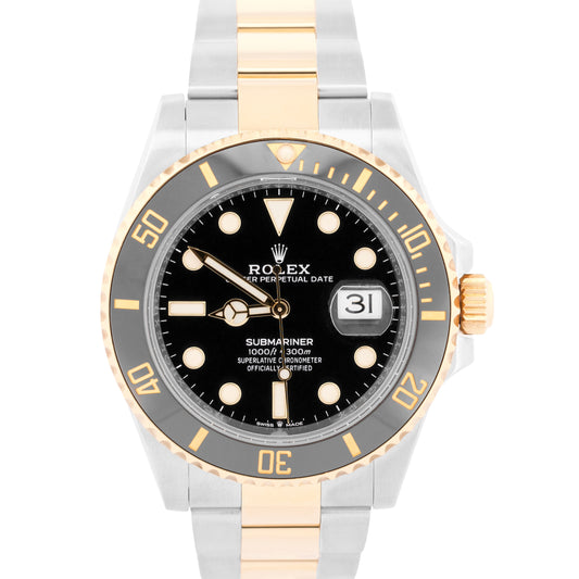 Rolex Submariner Date BLACK 41mm Ceramic Two-Tone 18K Gold Steel 126613 LN