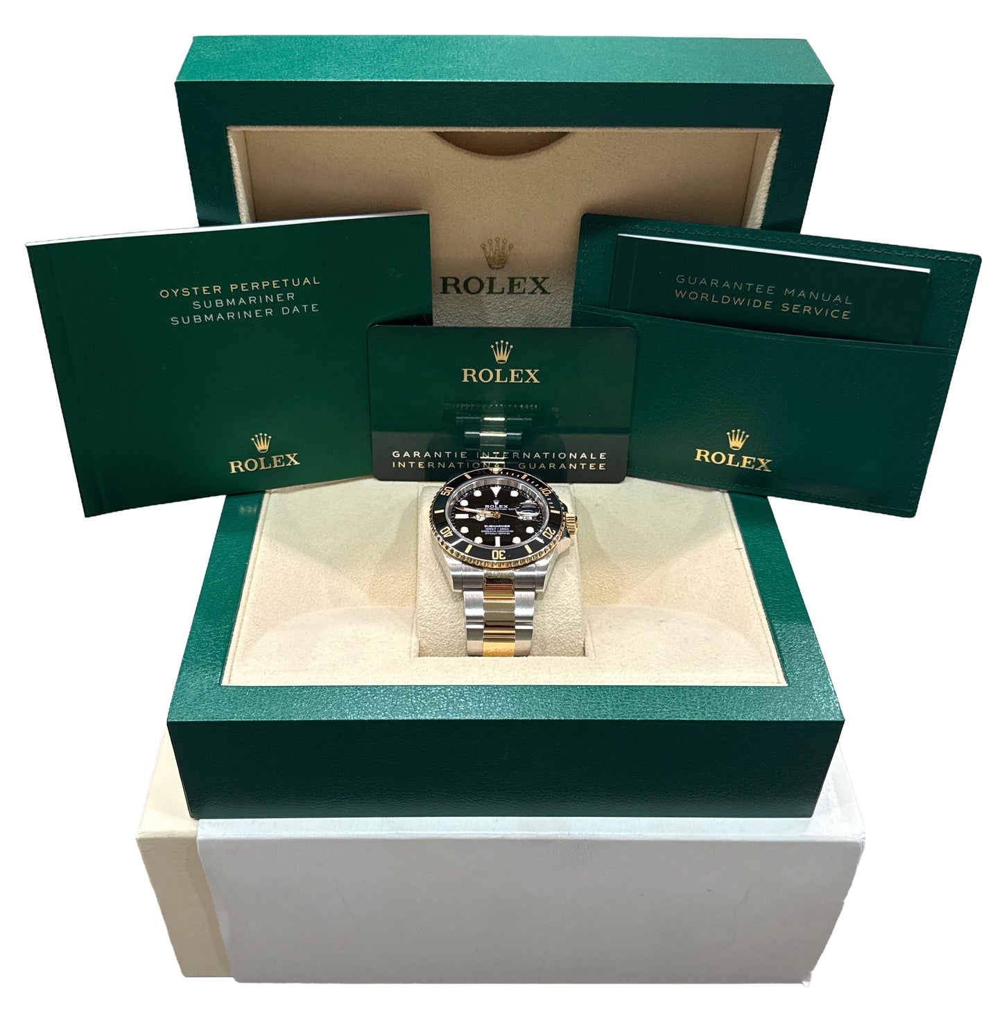 2024 PAPERS Rolex Submariner Date BLACK Two-Tone Gold 41mm 126613 LN Watch BOX