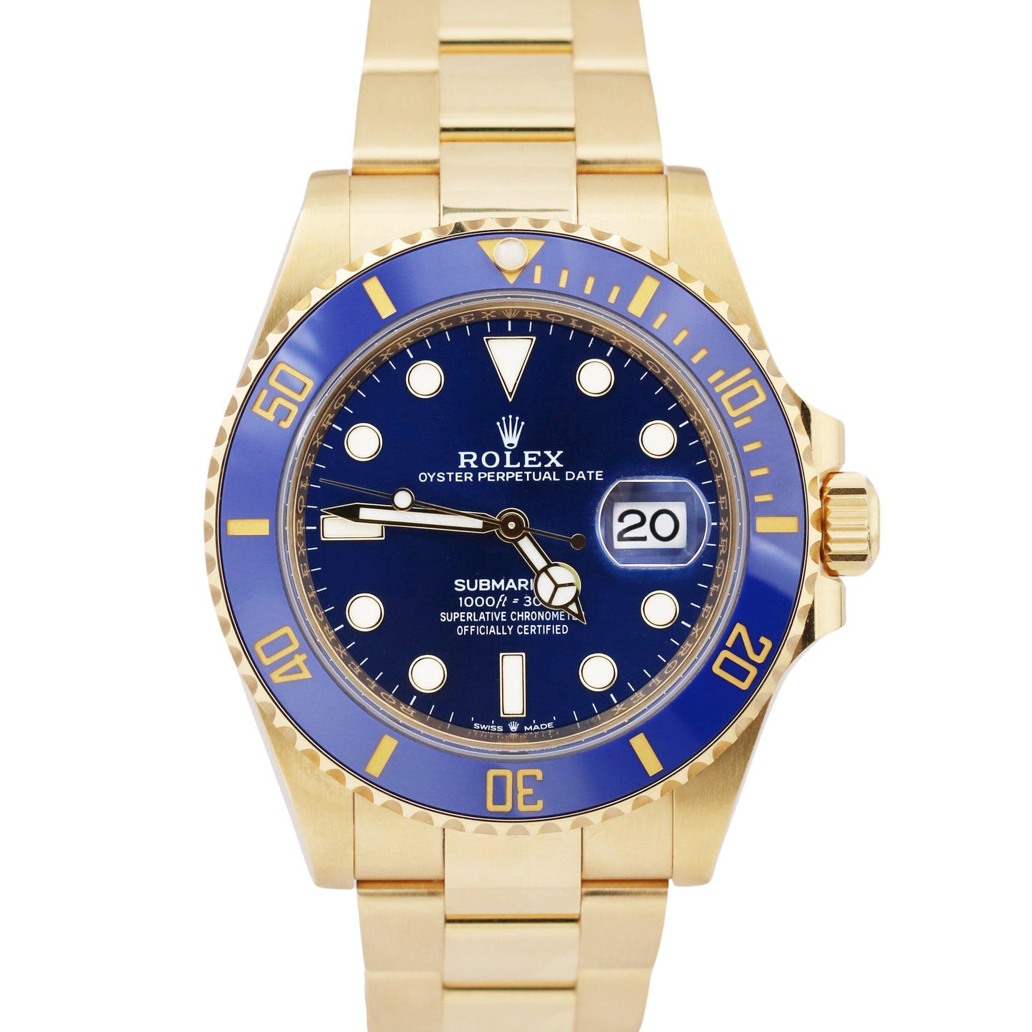 2022 PAPERS Rolex Submariner Date 41 18K Yellow Gold BLUE 41mm 126618 LB B+P