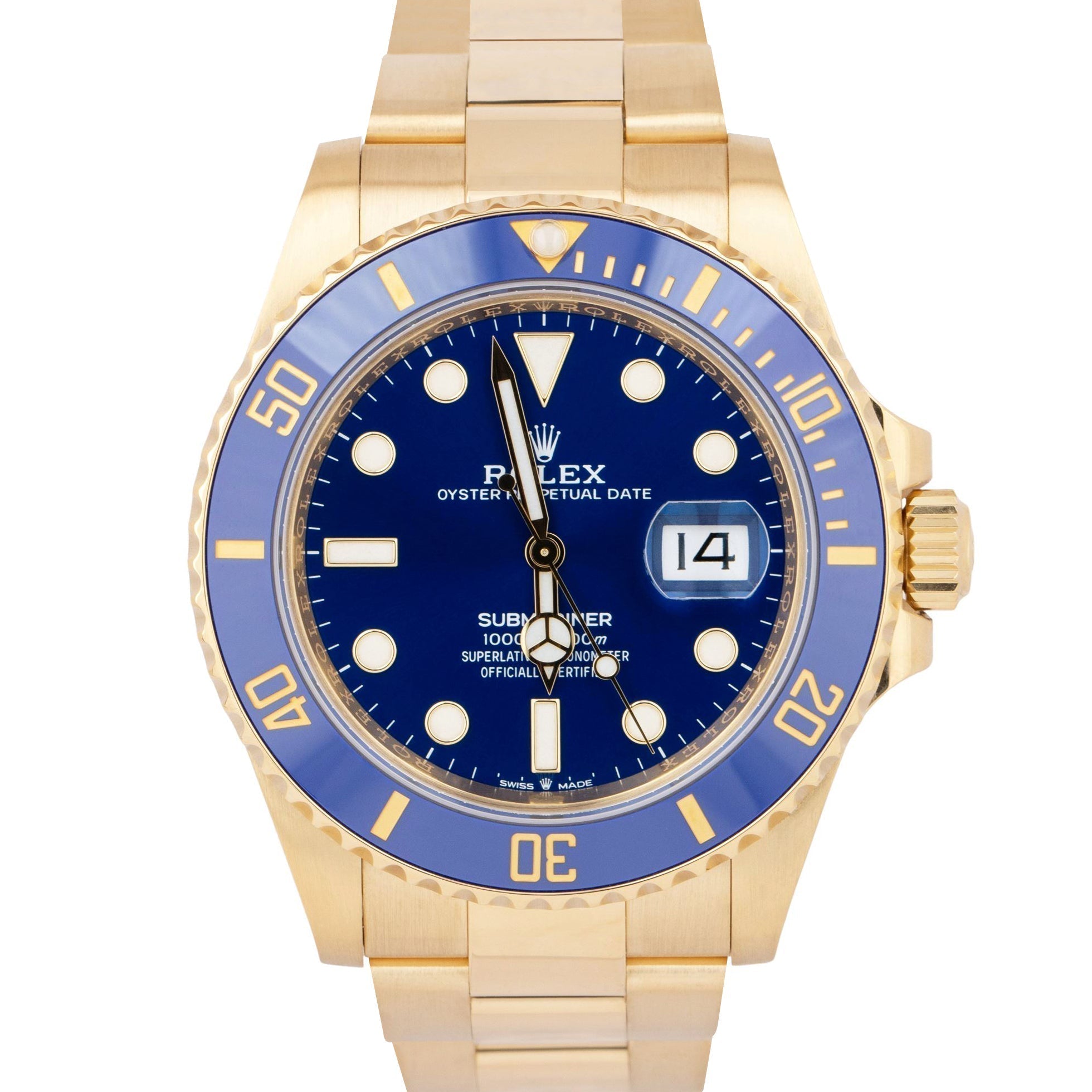 NEW PAPERS Rolex Submariner Date 41 18K Yellow Gold Blue Watch