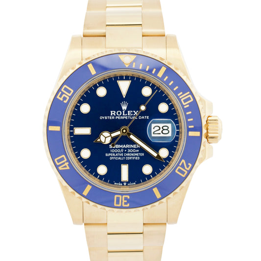 2024 PAPERS Rolex Submariner Date 41 BLUE 18K Yellow Gold 41mm 126618 LB BOX