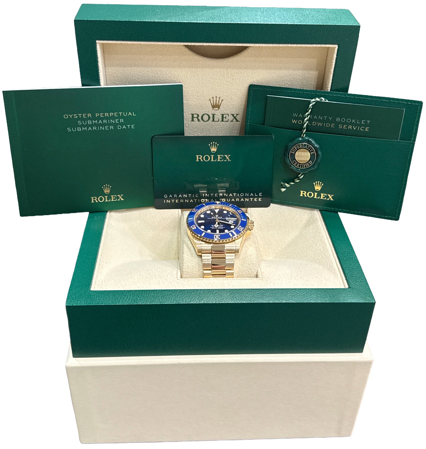 2023 PAPERS Rolex Submariner Date 41 BLUE 18K Yellow Gold 41mm 126618 LB BOX