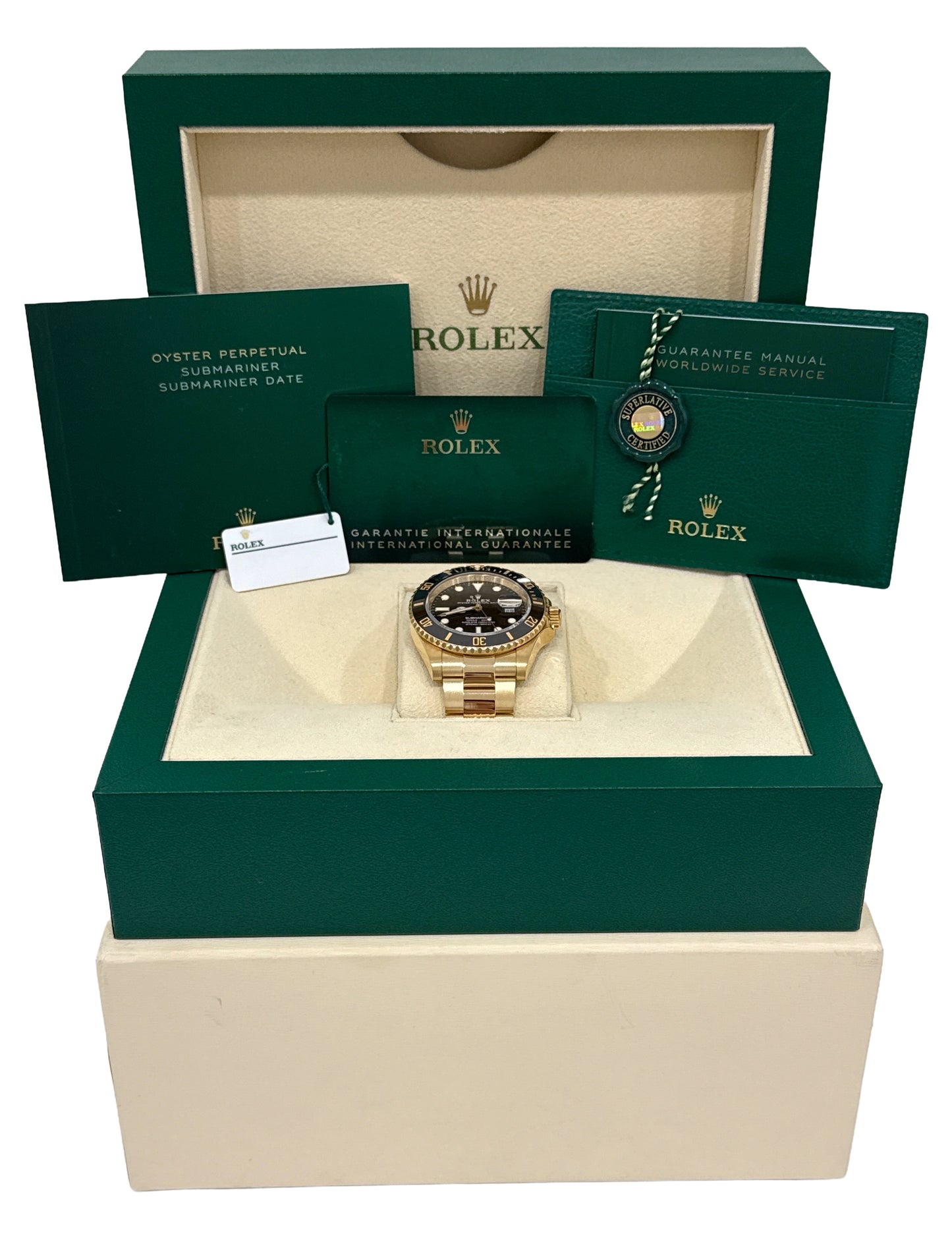 2022 PAPERS Rolex Submariner Date 41 BLACK 18K Yellow Gold Watch 126618 LN BOX