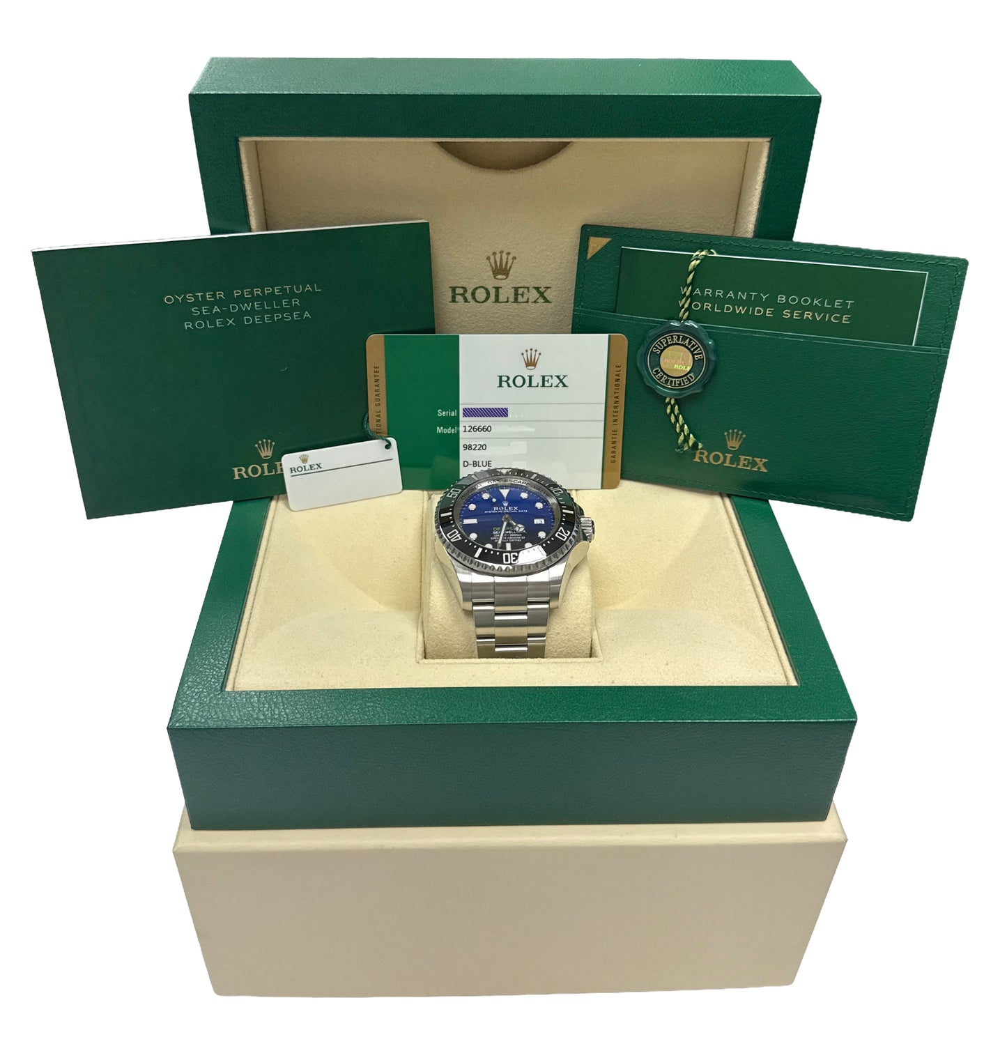 2018 PAPERS Rolex Sea-Dweller Deepsea CAMERON Blue Black Steel 44mm 126660 BOX
