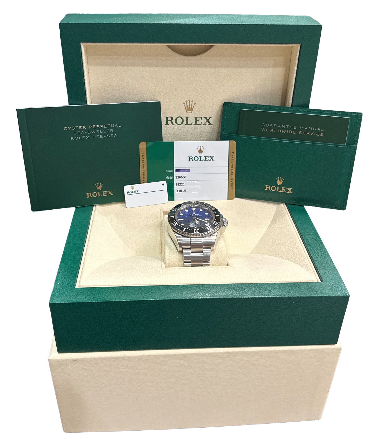 2018 PAPERS Rolex Sea-Dweller Deepsea CAMERON Blue Black Steel 44mm 126660 BOX