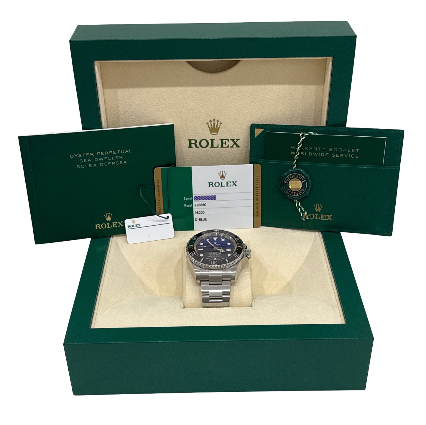 PAPERS Rolex Sea-Dweller Deepsea JAMES CAMERON Blue Black Steel 44mm 126660 BOX