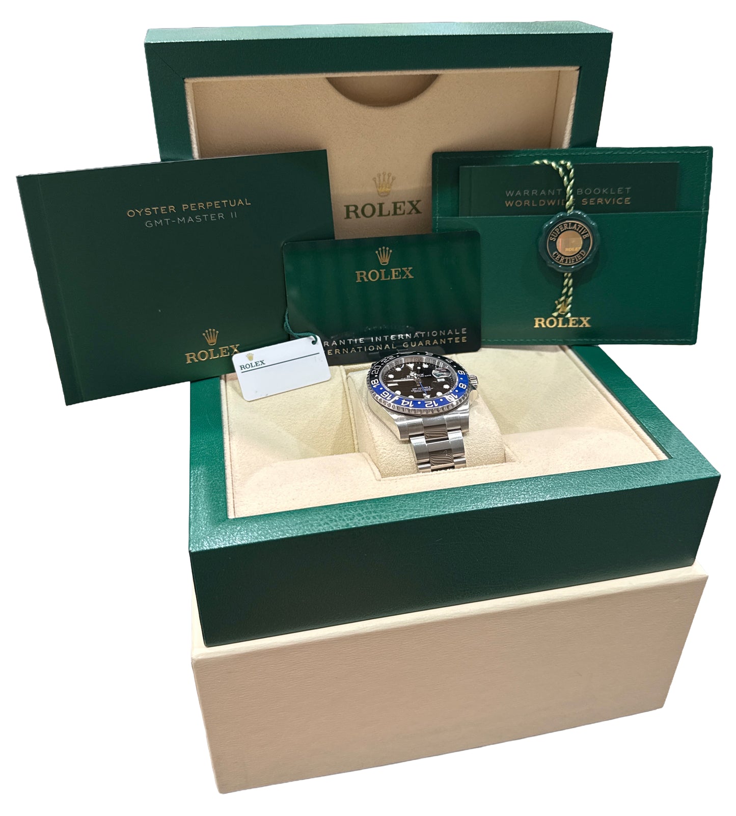 2023 PAPERS Rolex GMT-Master II BATMAN Blue Black OYSTER 40mm 126710 BLNR BOX