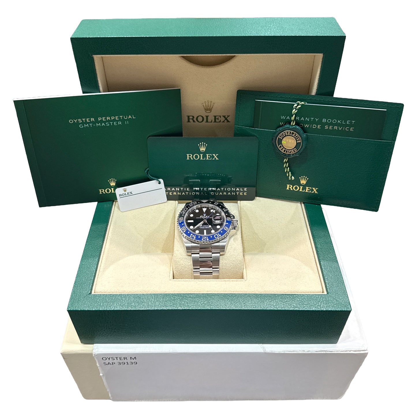 2021 PAPERS Rolex GMT-Master II BATMAN Blue Black 40mm OYSTER 126710 BLNR BOX