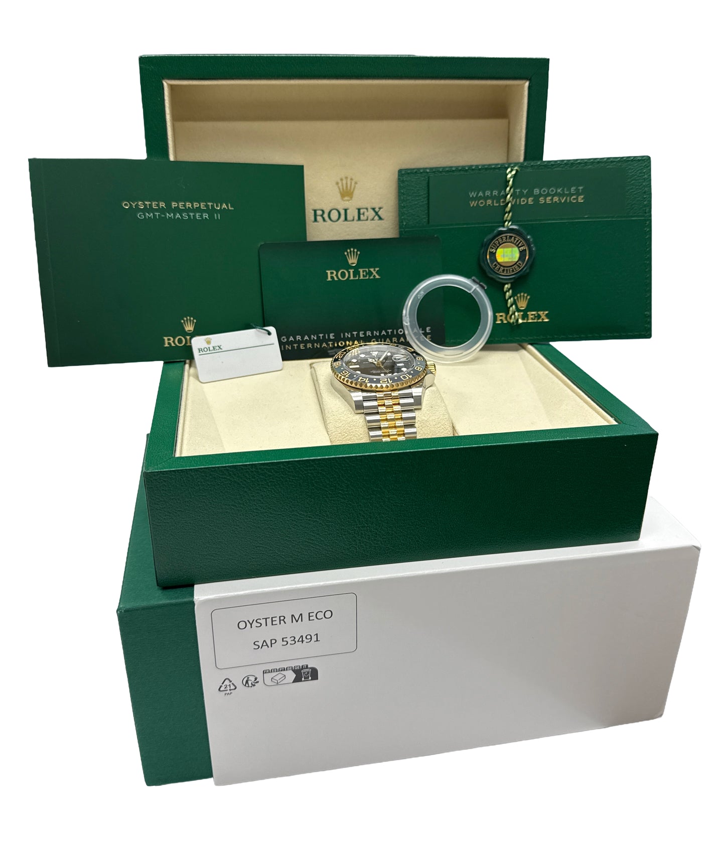NEW SEPT 2025 PAPERS Rolex GMT-Master II 18K Gold JUBILEE Steel 126713 GRNR BOX
