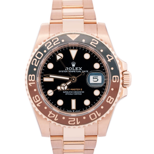 2023 Rolex GMT-Master II 18K Rose Gold ROOT BEER 40mm Watch 126715 CHNR BOX