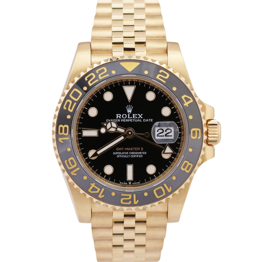 2024 PAPERS Rolex GMT-Master II 18K Yellow Gold JUBILEE 40mm 126718 GRNR BOX