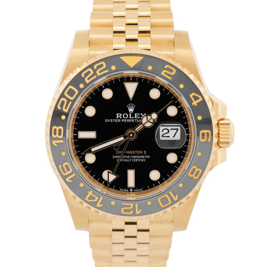 2025 PAPERS Rolex GMT-Master II 18K Yellow Gold JUBILEE 40mm 126718 GRNR BOX
