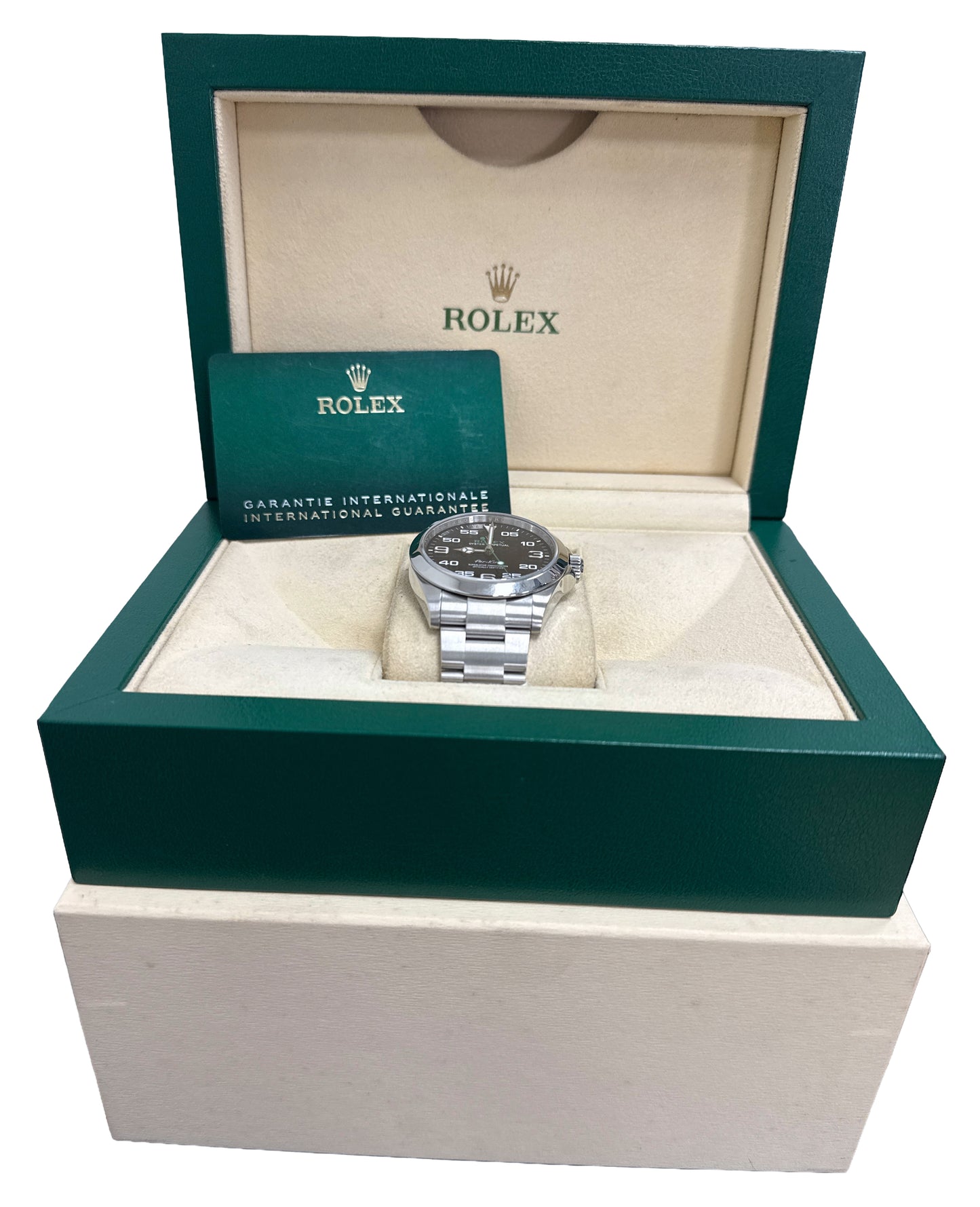 2022 PAPERS Rolex Air-King 40mm Green BLACK Stainless Steel Watch 126900 BOX