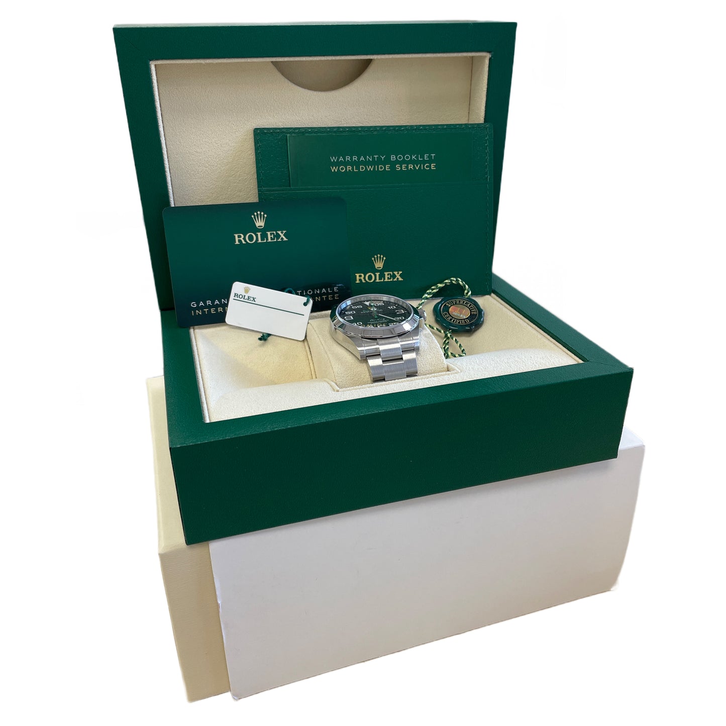 NEW MAY 2023 PAPERS Rolex Air-King 40mm Green Black Stainless Steel 126900 B+P
