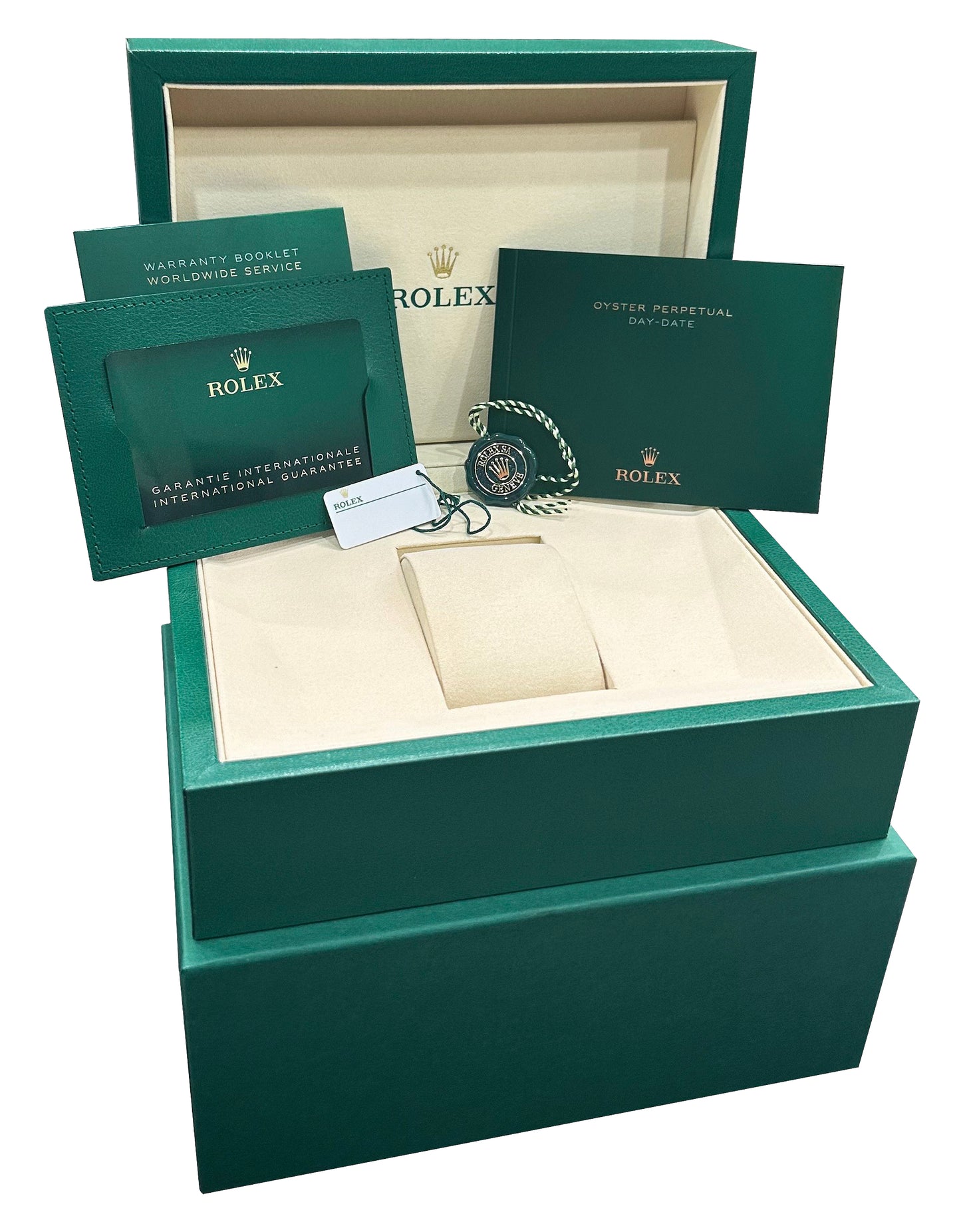 2025 PAPERS Rolex Day-Date President 18K Gold GREY DIAMOND 36mm 128238 BOX