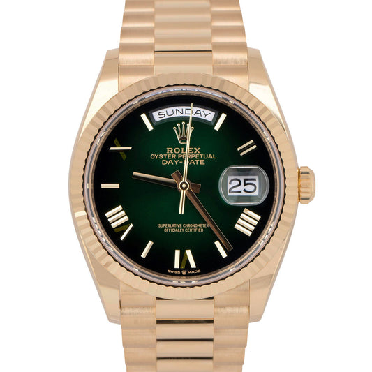 BRAND NEW SEP 2025 Rolex Day-Date President 18K Gold GREEN OMBRÉ 36mm 128238 B+P