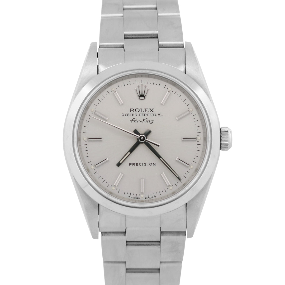 Unpolished Rolex Oyster Perpetual Air-King 14000 34mm Silver Oyster Box Papers