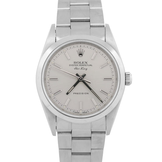 Unpolished Rolex Oyster Perpetual Air-King 14000 34mm Silver Oyster Box Papers