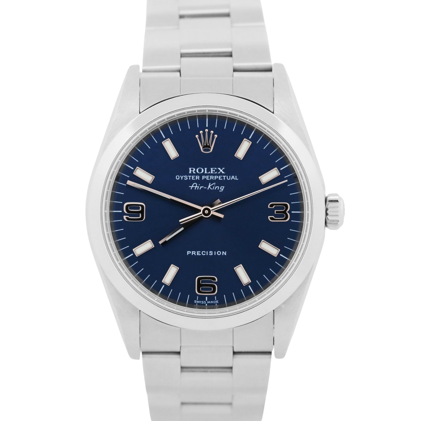 UNPOLISHED Rolex Oyster Perpetual Air-King BLUE Steel OYSTER 34mm 14000 Watch