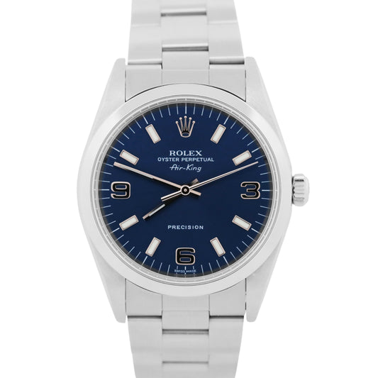 UNPOLISHED Rolex Oyster Perpetual Air-King BLUE Steel OYSTER 34mm 14000 Watch