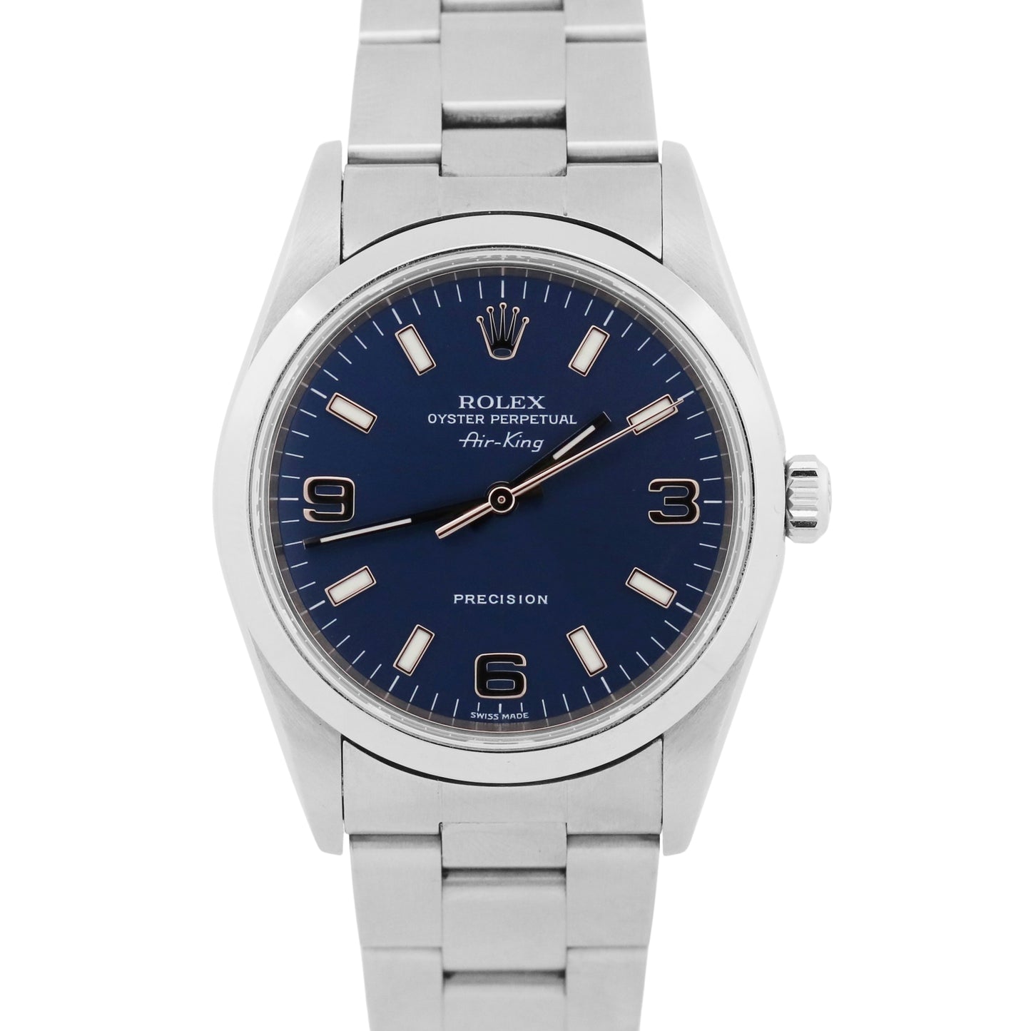 Rolex Oyster Perpetual Air-King 14000M Blue Stainless Steel Oyster 34mm Watch