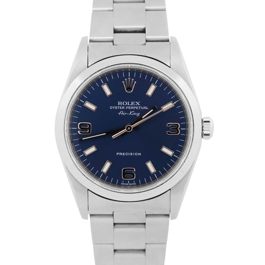 Rolex Oyster Perpetual Air-King 14000M Blue Stainless Steel Oyster 34mm Watch