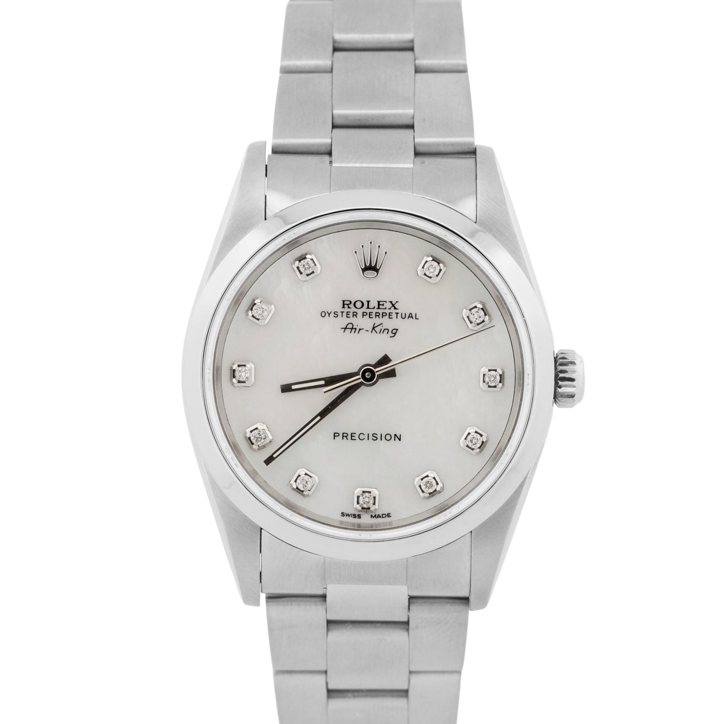 1991 Rolex Oyster Perpetual Air-King MOP DIAMOND Steel OYSTER 34mm 14000 Watch