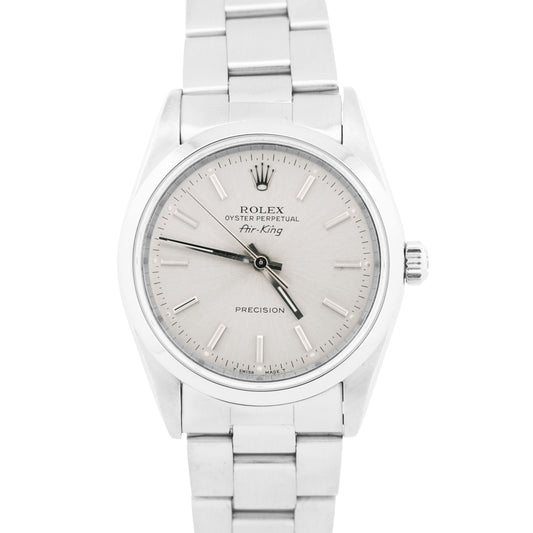 1990 Rolex Oyster Perpetual Air-King SILVER 34mm Stainless Stainless Watch 14000