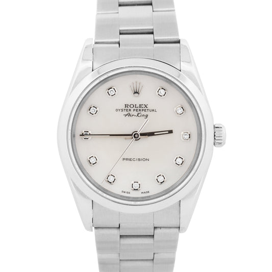 1999 Rolex Oyster Perpetual Air-King MOP DIAMOND Steel OYSTER 34mm 14000 Watch