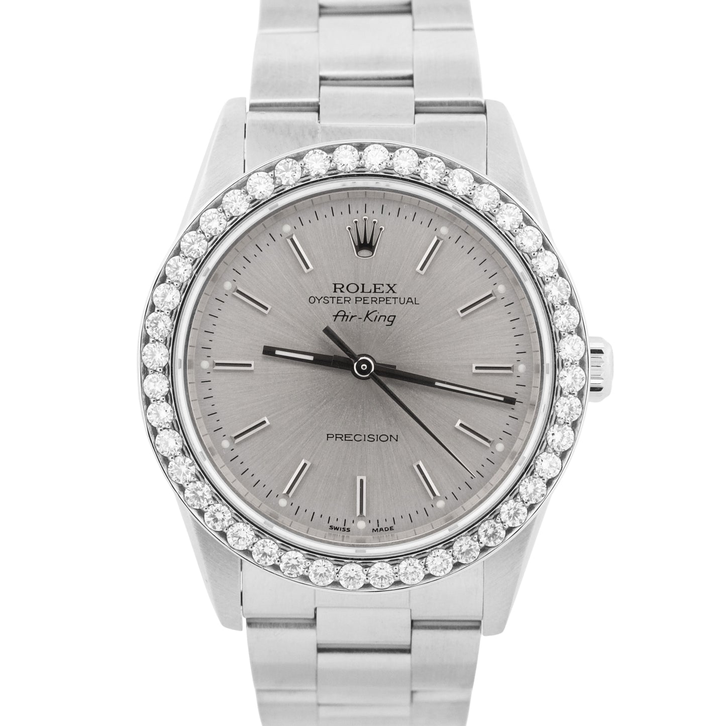 Rolex Air-King Precision SILVER DIAMOND Stainless Steel 34mm Oyster Watch 14000M