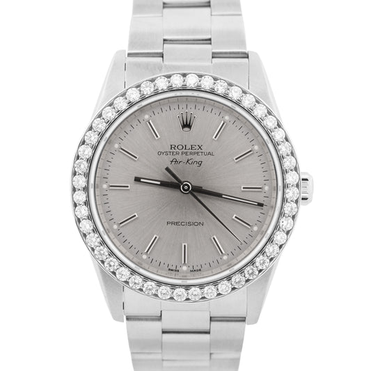 Rolex Air-King Precision SILVER DIAMOND Stainless Steel 34mm Oyster Watch 14000M