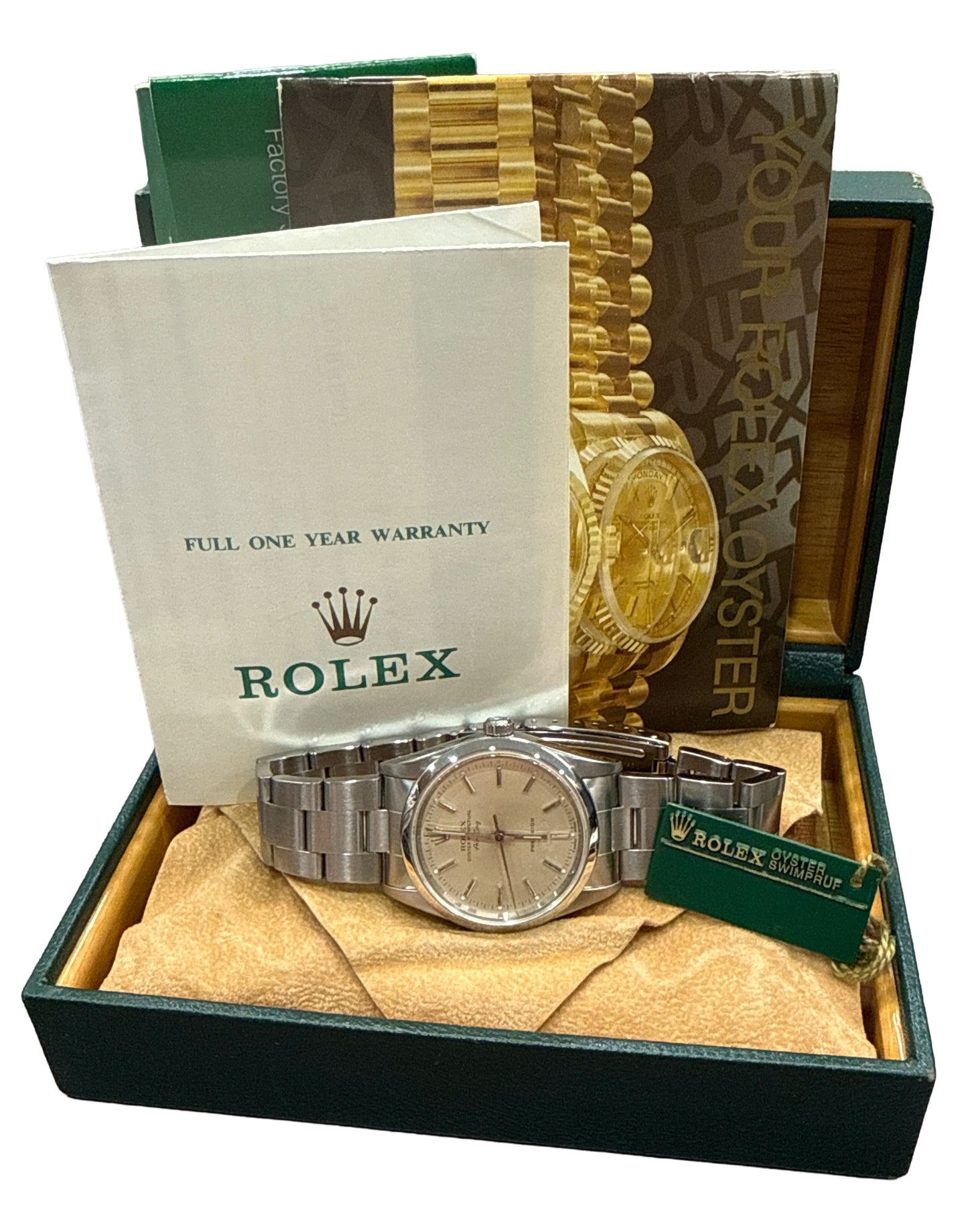 PAPERS 1997 Rolex Oyster Perpetual Air-King SILVER Steel OYSTER 34mm 14000 BOX