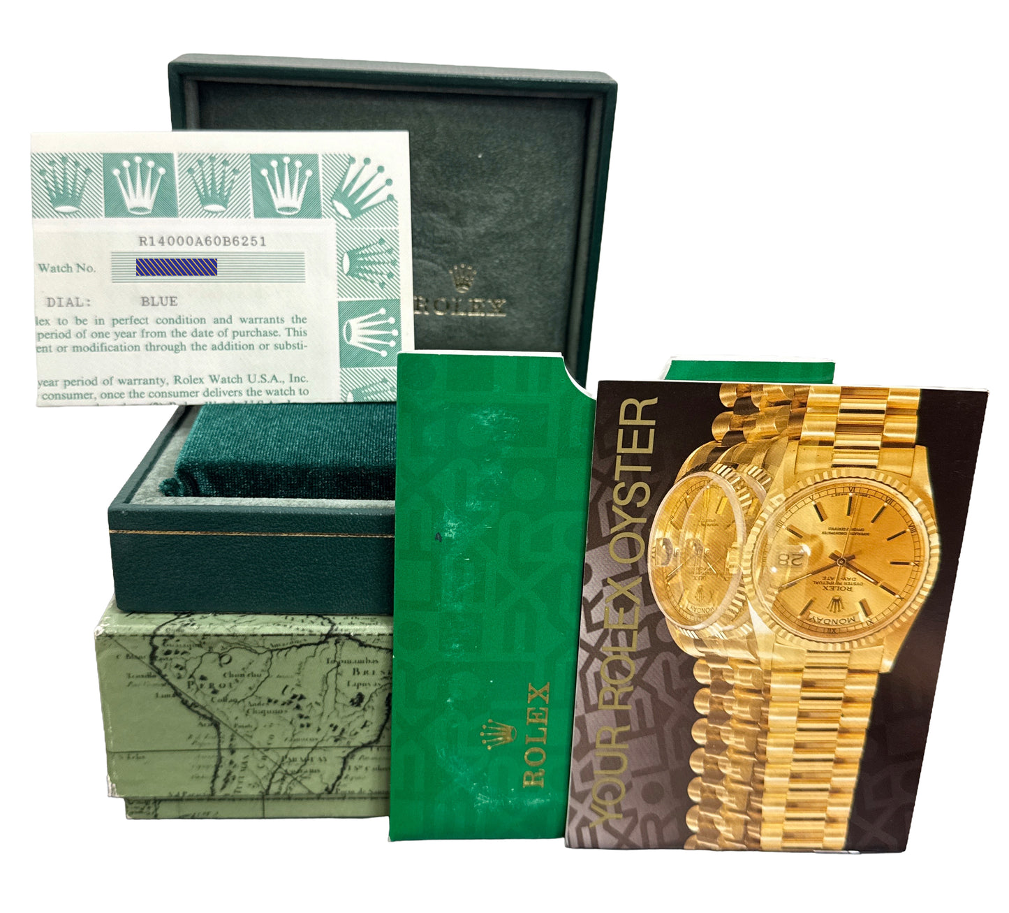 PAPERS Rolex Oyster Perpetual Air-King BLUE 34mm JUBILEE Stainless 14000 BOX