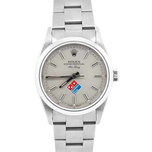 UNPOLISHED PAPERS Rolex Oyster Perpetual Air-King Silver DOMINOS 34mm 14000 BOX
