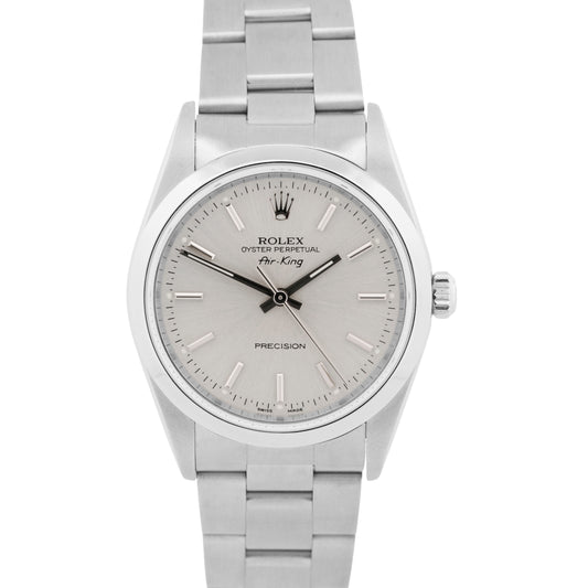 2004 PAPERS Rolex Oyster Perpetual Air-King SILVER Oyster 34mm Steel 14000M BOX