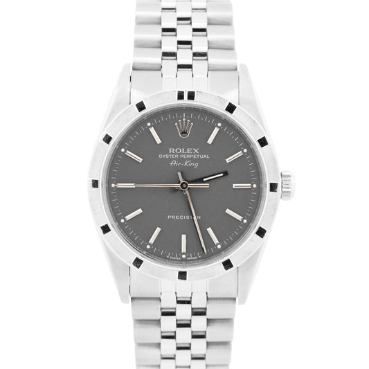 Rolex Oyster Perpetual Air-King GRAY Stainless Steel JUBILEE 34mm 14010 Watch